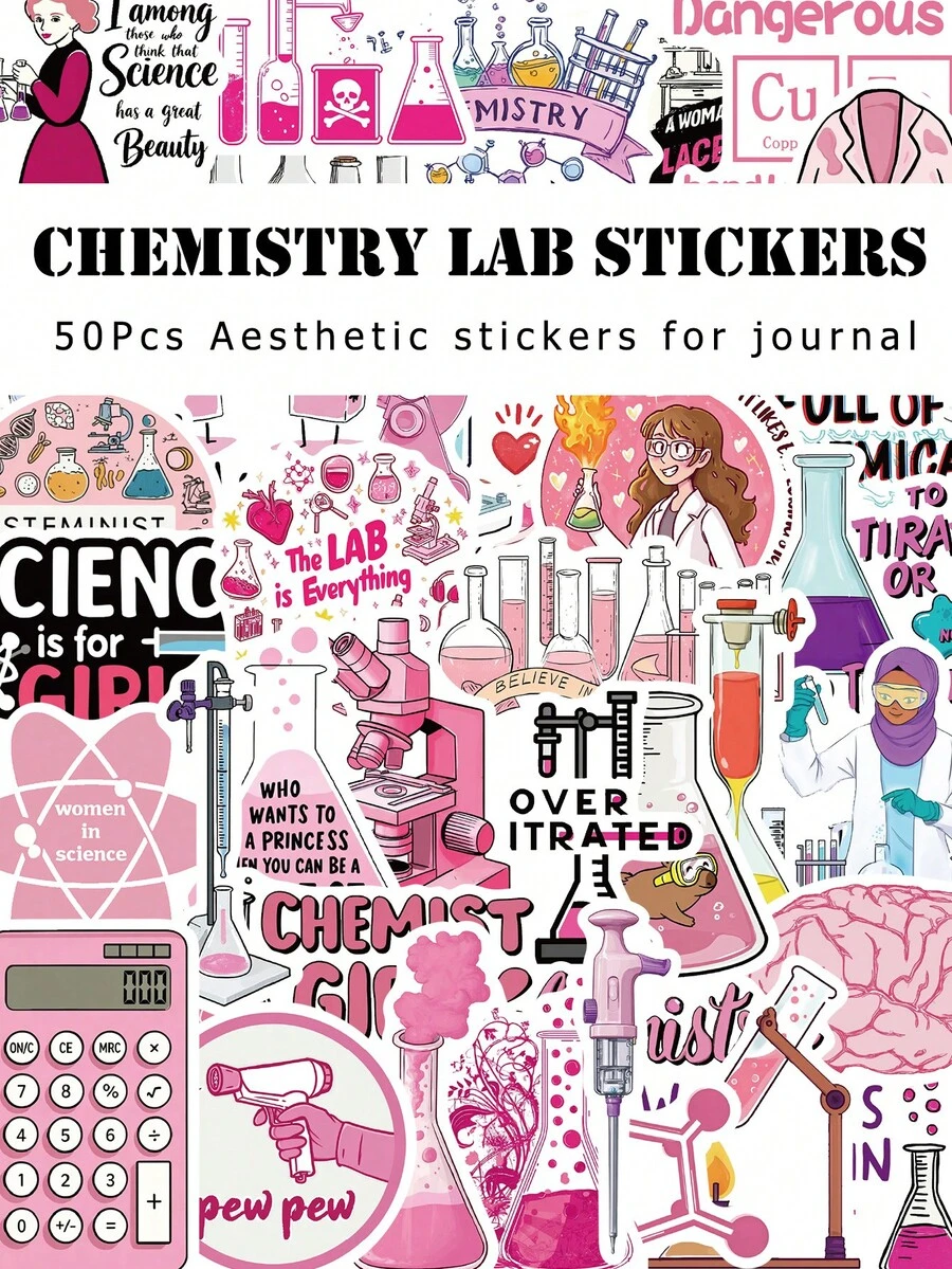 50Pcs Chemistry Lab Stickers Waterproof Vinyl For Journal Water Bottle Laptop Decals - Multicolor - View 1