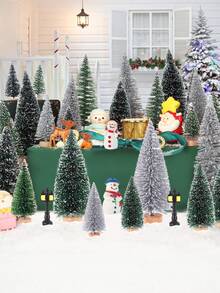 15pcs Mini Christmas Tree Decor Set - 5 Sizes Bottle Brush Christmas Trees With Wooden Bases, Miniature Pine Trees For Christmas Party Home Desktop Craft Decoration - Christmas Tree Decorations - View 8