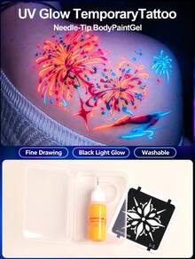 Fluorescent Orange Body Painting Tattoo Ink, Easy To Wash, Suitable For Beginners, Cosplay, Holiday Party, New Year Body Graffiti Painting Pen, Glitter Ink - Orange - View 1
