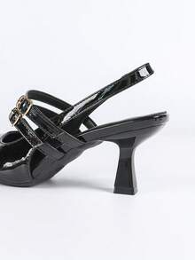 Women's High Heel Mary Jane Pumps, Fashion Casual Slip-On Backless Sandals - Black - View 9