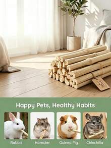 Stik Kunyah Bambu Manis, Mainan Gigit untuk Hewan Peliharaan Kecil, Cocok untuk Hamster, Kelinci, Guinea Pig, Aksesori Menggigit dan Bermain, Memangkas Gigi, Meningkatkan Nafsu Makan, Hiburan Harian, Hadiah Ulang Tahun dan Hari Raya untuk Hewan Peliharaan - View 4