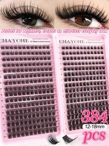 320/384pcs Of D-Type Curly Eyelash Clusters,With Simulated Mink Fur Texture And Natural Eyelash Clusters Available In Manga Style,With Elongated Eye Tails And Enlarged Eyes In Various Styles. Soft Eyelash Self-Adhesive Set,Eyelashes Can Be Reused. - Pink - View 15
