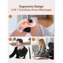 Wireless Heated Knee Massager, Relieves Joint Stiffness And Discomfort, 3-Level Heating And Vibration Function, LED Touch Control, Features Heating Function, 3 Vibration Modes, 3 Heating Levels, Equipped With LED Screen And Adjustable Strap, Perfect Gift For Adults, Mothers, Women And Men - Multicolor - View 7