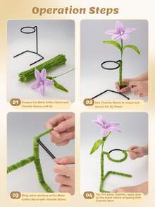 choxila 1pc S-Shaped Metal Pour Over Coffee Filter Holder With Handmade Lily Flower Decoration, Pink And Purple Optional, Pour Over Coffee Brewing Accessory, Suitable For Coffee Filter Paper And Server, Ideal For Home And Outdoor Coffee Lovers - Purple - View 6