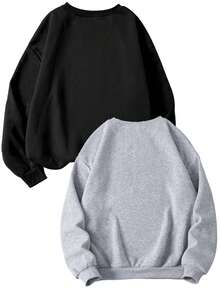 Plus Size 2pcs/Set Women's Fleece Sweatshirt Set, Round Neck Pullover, Autumn/Winter Fleece Fabric, Women's Sweatshirt, Sportswear, Suitable For Casual, Sports, Outdoor Activities, Travel, Etc. - Multicolor - View 2