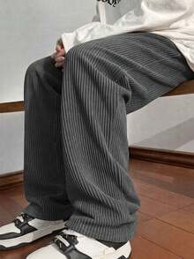 1 pieza Pantalones deportivos casuales versátiles de unicolor para niños preadolescentes - Gris Oscuro - Ver 8