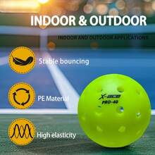 X-ACE PRO 40 Pickleball, 6 Or 12 Pack, Crack-Resistant Structure, Suitable For All Styles Of Pickleball Paddles And Courts, High Visibility Green Pickleballs - 12 Pieces - View 4