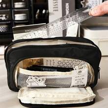 Large Capacity Multi-Layer Pencil Case, Minimalist Multi-Function Student Stationery Box And Makeup Storage Bag, Stationery Supplies - Multicolor - View 2