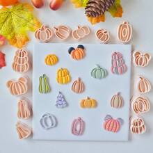 Various Pumpkin Polymer Clay Cutter For Earrings & Jewelry Making, Pumpkin Designed Soft Pottery Clay Molds For Pendant & Necklace Decoration Making - Beige - View 2
