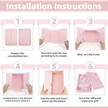 Pink Foldable Gift Box, 25 * 18 * 8.5 Cm, With Bow, Raffia, And Greeting Card, With Lid, For Packaging Gifts For Birthdays, Weddings, And Holidays - 1pc - View 5
