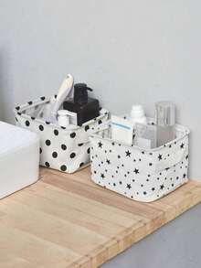 1pc Star Pattern Printed Fabric Storage Basket, Foldable Square Storage Box, Suitable For Organizing Bedroom And Closet. Can Store Toys, Clothes, Cosmetics And Miscellaneous Items. Large Capacity Home Storage Tool - Fabric Storage Basket - View 1