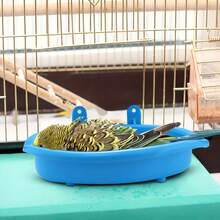 1pc-Bird Bath Tub And Parrot Cage Suitable For Various Models, Hanging Bird Bath Tub, Parrot Bath Box, Bird Cage Accessories Bird Bath Supplies, Portable Bird Bath Feeder - Blue - View 1