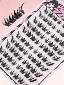 80PCS Glue Free Cartoon False Eyelashes, Natural And Lightweight, Single Cluster Segmented Eyelashes, Suitable For Beginners, Suitable For All Places, Eyelashes, False Eyelashes, Glue Free Eyelashes - C - View 3