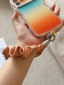 1pc Silk Hair Scrunchie Phone Lanyard Wrist Strap Anti-Lost Pendant Anti-Theft Chain Hand Rope Luxury Niche Short Wristband Camera Bag Keychain Pendant High-End Elegant Chain Women's Spacer Shell - Multicolor - View 2