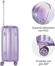 ROYAL SWISS Maleta ANDERMATT, Mediana 24", rígida ABS, expandible, candado de  (Morado) - Morado - Ver 3
