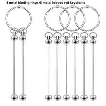 12pcs Alloy Beaded Keychain Set, Loose Leaf Binder Rings And Blank Beaded Keychains With Double Bars, Suitable For DIY Keychains, DIY Crafts, Handbag Backpack Shoulder Strap Pendant Decoration, Key Chains, Lanyards, Holiday Gifts (4 Colors Available) - Book Ring Double Screw - View 9