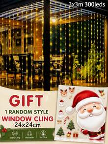 [Free Random Mini Window Stickers]3M Solar Curtain String Lights, 100/200/300 LEDS Garden Decoration Outdoor Waterproof Window Decor Fairy Lights Twinkle 8 Lighting Modes For Garden Patio Porch Backyard Wedding Party Christmas Decor - Solar Powered Curtain String Lights - View 19