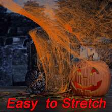 1pc Halloween Spider Web Decoration, Includes Realistic Spider, Super Elastic Spider Web, Suitable For Halloween Indoor And Outdoor Decor - Multicolor - View 2