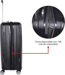 ROYAL SWISS Maleta ANDERMATT, Mediana 24", rígida ABS, expandible, candado de  (Morado) - Negro - Ver 4