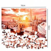 Adult 1000 Piece Jigsaw Puzzle, Colorful 1000 Piece Puzzle Painting, 70*50 Cm Large City Landscape Artwork, High Definition Matte Finish, Puzzle Back With Letter Partition, Stress Relief Educational Toy, Wall Decor Home Gift - Multicolor - View 6