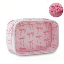 1pc Transparent Bow Makeup Bag Handheld Organizer Bag Portable Travel Bag Multifunctional Handbag Design Bow Zipper Waterproof Large Capacity Makeup Organizer Accessories Organizer Nail Tool Organizer - Multicolor - View 8