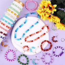 1200pcs 48 Colors Rondelle Beads For Jewelry Making, Abacus Glass Beads For Bracelets, 5x8mm Gemstone Spacer Rondelle Glass Beads Bracelet Making Kit, DIY Crafts Gifts - A - View 3