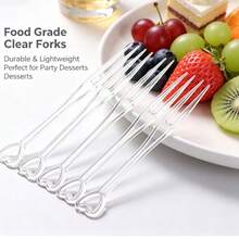 100PCS Disposable Plastic Fruit Forks 3.54 Inch Mini Double Prong Food Picks, Disposable Cocktail Forks For Appetizer, Pastry, Dessert, Fruit And Party Serving - White - View 3