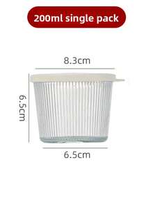 1/6 Pack Small Glass Bowls With Lids, 6.8oz, Transparent Striped Glass Containers, Stackable, Suitable For Desserts, Pudding, Sauces, Salads, Nuts, Oatmeal, Candy, Sweets, Cereals, Etc. - Multicolor - View 6