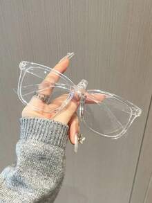 2pcs Men's Transparent Black Glasses, Decorated With Square Rivets, Suitable For Students' Daily Use, Transparent Glasses Accessories, Excellent Choice For Men's Eyewear Accessories - Multicolor - View 10