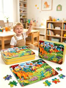 Kids Cartoon Jigsaw Puzzle Set, Dinosaur, Mermaid, Space & Fairy Tale Patterns, Educational Toys Suitable For Preschoolers, Parent-Child Interactive Game, Best Gift For Boys And Girls - Multicolor - View 2