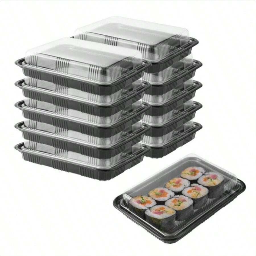 10-Pack Food Containers With Lids, Extra Large Sandwich Platter Tray, Durable Reusable Catering Tray, Keeps Food Fresh, Perfect For Parties, Events, And Home Use - View 1
