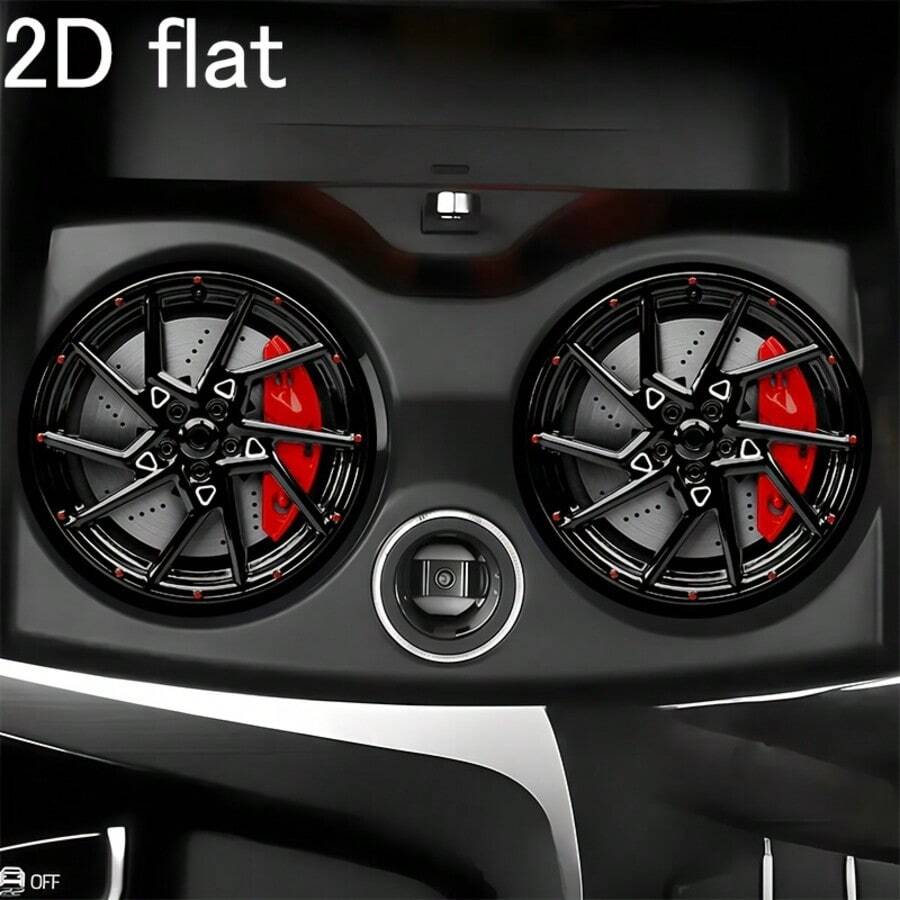 2Dflat 2pcs/Set Wheel Rim Cup Holder, Racing Style, Anti-Slip Foot Pad, Fashion Design, Suitable For Cars And Other Places, Fit For Coffee, Tea, Wine And Various Drinks, Perfect Gift For Parties And Holiday Events - A - View 1