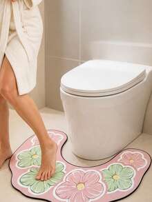 U-Shaped Suitable For Bathroom , Toilet Lid Lifter,Quick-Dry Non-Slip Diatomite Floor With Soft Backing & Low-Profile Design, Water Absorbent Shower Mat For Bathtub, Sink, Shower Door - A - View 2