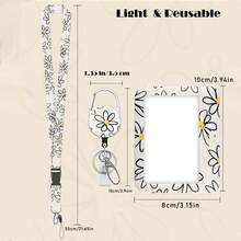 1pc Fashionable Sliding Badge Holder With Floral Pattern And Scroll, Retractable Quick Release, Badge Holder With Rotating Badge Clip And Detachable Lanyard, Horizontal Card Protector, Medical Assistant Badge Buddy Suitable For Office Staff, Nurses, Teachers, Doctors Office Supplies - Daisy Flower Style - View 2