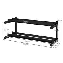 SPORTNOW Wall-Mounted Dumbbell Rack, 2-Tier Weight Rack, Space-Saving Dumbbell Stand, Multi-Functional Organiser For Kettlebells And Yoga Mats, For Home Gym, Black - Black - View 2