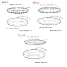 2Pcs/Set Simple Punk Silvery Stainless Steel Chain Bracelets For Men - Bracelet - View 2