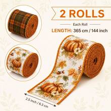 2pcs/Set Autumn Polyester Ribbon & Bows - 2-pack - Autumn Ribbon - View 4