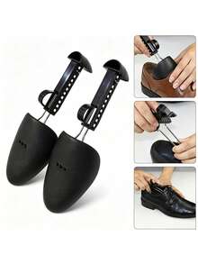 1 Pair Adjustable Plastic Shoe Stretchers, Anti-Wrinkle & Anti-Collapse Spring Shoe Trees, Essential Travel Tool For Long Trips - Black - View 4