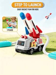 Rocket Launcher Toy, Foam Rocket Launch Game, Pneumatic Rocket Car Toy, Interactive 2-Player Outdoor/Indoor Game, STEM Learning Activity, Parent-Child Interaction Toy, Fun Party Game, Birthday Gift For Boys And Girls - Multicolor - View 6