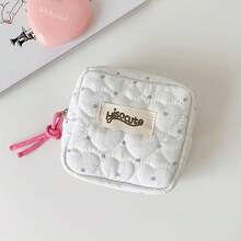 1pc Women's Coin Purse - Polka Dot Heart Mini Square Coin Purse, Korean Style Makeup Bag, Sanitary Napkin Storage Bag, Multiple Colors Available, Portable Cosmetic Storage Bag, Slot Compartment Design Suitable For Travel, Vacation, Home Use, Perfect Gift - Multicolor - View 9
