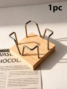 1pc Wooden & Aluminum Alloy Napkin Holder - Retro Cafe Style Kitchen Desktop Tissue Box - Desktop Note Storage Box - View 23