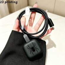 Spider Web Spider Element Protective Case Compatible With Apple 40W Charger, Anti-Drop Charging Head Shell, Anti-Breakage Data Cable Protector, Personalized Digital Storage Accessory, Data Cable Winding Rope Compatible With Iphone 13/14/15/16/17 Pro Max, Extends Data Cable Lifespan, Anti-Pet Bite, Gift For Boyfriend/Girlfriend/Best Friend - Multicolor - View 4