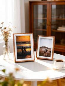 1pc Dual-Color Wood Grain Photo Frame, Desktop & Wall-Mounted Dual-Use Picture Frame, Rustic Home Memory Photo Display Frame, Bedroom Living Room Apartment Dorm Aesthetic Home Decor, Housewarming Birthday Gift - Brown - View 7
