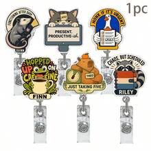 1pc Acrylic Animal Series Crocodile Retractable Badge Reel Clip ID Holder For Medical Staff - Multicolor - View 10