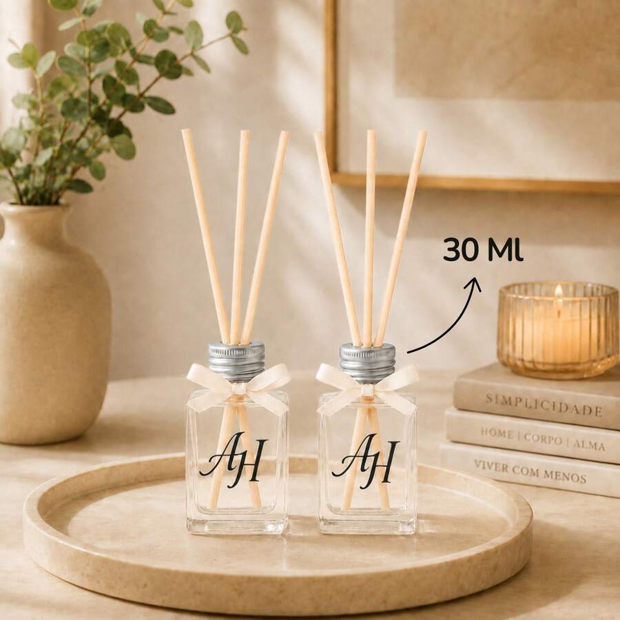 Kit 30 Frascos de Vidro 30ml Com tampa Para Aromatizador / Difusor + Varetas Lembrancinha - Prata - Visão 1