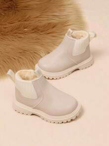Unisex Kids Thermal Lined Thick Snow Boots, Comfortable, Simple, Versatile, Slightly Fitted, Suitable For Winter - White - View 7