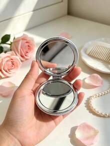 Lancôme Lancome Glitter Compact Makeup Mirror, Portable Durable Folding Hand Mirror With Brand Logo, High‑Definition Glass Surface, Suitable For Personal Use And Gift Giving, LANCOME‑GIFT‑25 - Silver - View 7