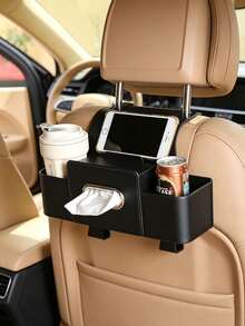 Multifunctional Car Seat Back Organizer, Dual Cup Holders + Tissue Box + Phone Storage, Easy Installation, Keep Car Interior Tidy - Multicolor - View 3