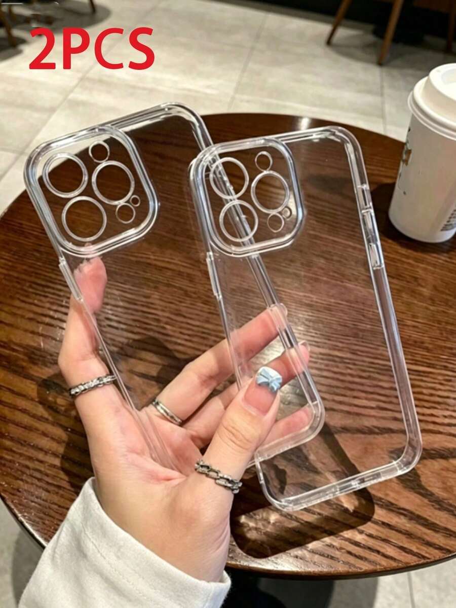 2件裝透明超薄矽膠防摔手機殼,適用於 iPhone 15 Pro Max/16 Pro Max/16 Pro/14 Pro Max/14 Pro/13 Pro Max/16、17、17 Pro、17 Pro Max - 無色 - 查看 1