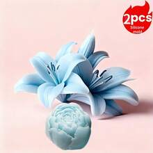 2pcs Lily And Peony Flower Candle Silicone Molds, With Realistic Flower Design - Reusable, Non-Stick Lily Leaf And Petal Molds, Suitable For Crafts, Wedding Decor - For Home Decor, Wedding, Anniversary - White - View 5